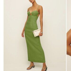 Reformation Malibu Linen Dress in Avocado NWOT